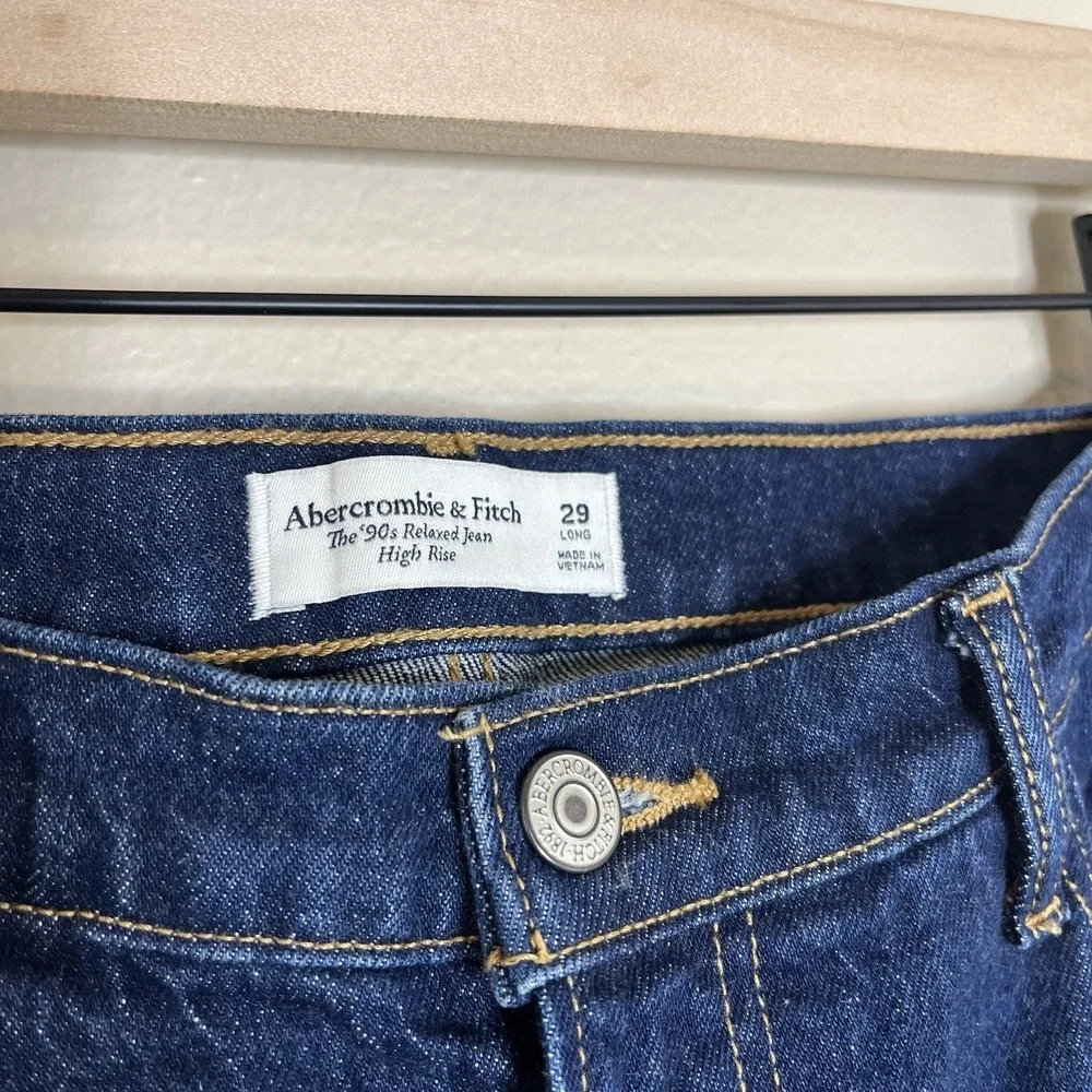 abercrombie fitch jeans 29 Long 90s Relaxed High Rise Dark Blue Classic Wide‎ 8